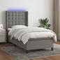 Preview: ARDEBO.de - Boxspringbett mit Matratze & LED Dunkelgrau 100x200 cm Stoff