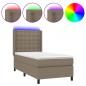 Preview: Boxspringbett mit Matratze & LED Taupe 80x200 cm Stoff