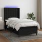 Preview: ARDEBO.de - Boxspringbett mit Matratze & LED Schwarz 100x200 cm Stoff