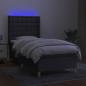 Preview: Boxspringbett mit Matratze & LED Hellgrau 100x200 cm Stoff