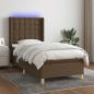 Preview: Boxspringbett mit Matratze & LED Dunkelbraun 100x200 cm Stoff