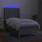 Preview: Boxspringbett mit Matratze & LED Hellgrau 80x200 cm Stoff