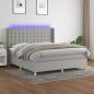 Preview: ARDEBO.de - Boxspringbett mit Matratze & LED Hellgrau 160x200 cm Stoff