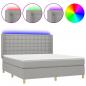 Preview: Boxspringbett mit Matratze & LED Hellgrau 160x200 cm Stoff