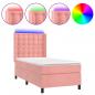 Preview: Boxspringbett mit Matratze & LED Rosa 90x190 cm Samt