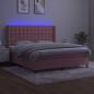 Preview: Boxspringbett mit Matratze & LED Rosa 180x200 cm Samt