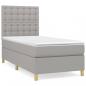 Preview: Boxspringbett mit Matratze Hellgrau 100x200 cm Stoff