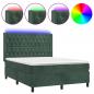 Preview: Boxspringbett mit Matratze & LED Dunkelgrün 140x190 cm Samt