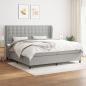 Preview: ARDEBO.de - Boxspringbett mit Matratze Hellgrau 200x200 cm Stoff