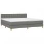 Preview: Boxspringbett mit Matratze & LED Dunkelgrau 200x200 cm Stoff