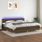 Preview: ARDEBO.de - Boxspringbett mit Matratze & LED Dunkelbraun 200x200 cm Stoff