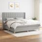 Preview: ARDEBO.de - Boxspringbett mit Matratze Hellgrau 200x200 cm Stoff