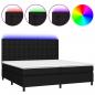 Preview: Boxspringbett mit Matratze & LED Schwarz 200x200 cm Stoff