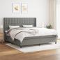 Preview: ARDEBO.de - Boxspringbett mit Matratze Dunkelgrau 200x200 cm Stoff