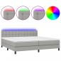 Preview: Boxspringbett mit Matratze & LED Hellgrau 200x200 cm Stoff