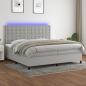 Preview: ARDEBO.de - Boxspringbett mit Matratze & LED Hellgrau 200x200 cm Stoff