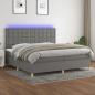 Preview: ARDEBO.de - Boxspringbett mit Matratze & LED Dunkelgrau 200x200 cm Stoff