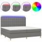 Preview: Boxspringbett mit Matratze & LED Dunkelgrau 200x200 cm Stoff