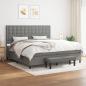 Preview: ARDEBO.de - Boxspringbett mit Matratze Dunkelgrau 200x200 cm Stoff