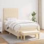 Preview: ARDEBO.de - Boxspringbett mit Matratze Creme 90x200 cm Stoff