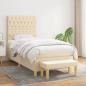 Preview: ARDEBO.de - Boxspringbett mit Matratze Creme 90x190 cm Stoff