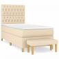 Preview: Boxspringbett mit Matratze Creme 90x190 cm Stoff