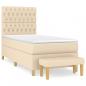 Preview: Boxspringbett mit Matratze Creme 90x200 cm Stoff