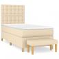 Preview: Boxspringbett mit Matratze Creme 90x190 cm Stoff