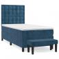 Preview: Boxspringbett mit Matratze Dunkelblau 90x200 cm Samt