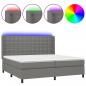 Preview: Boxspringbett mit Matratze & LED Dunkelgrau 200x200 cm Stoff