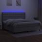 Preview: Boxspringbett mit Matratze & LED Hellgrau 200x200 cm Stoff