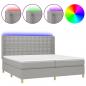 Preview: Boxspringbett mit Matratze & LED Hellgrau 200x200 cm Stoff 