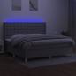 Preview: Boxspringbett mit Matratze & LED Hellgrau 200x200 cm Stoff 