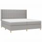 Preview: Boxspringbett mit Matratze & LED Hellgrau 200x200 cm Stoff 