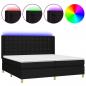 Preview: Boxspringbett mit Matratze & LED Schwarz 200x200 cm Stoff