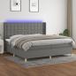 Preview: ARDEBO.de - Boxspringbett mit Matratze & LED Dunkelgrau 200x200 cm Stoff