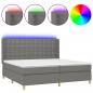 Preview: Boxspringbett mit Matratze & LED Dunkelgrau 200x200 cm Stoff