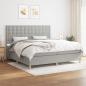 Preview: ARDEBO.de - Boxspringbett mit Matratze Hellgrau 200x200 cm Stoff