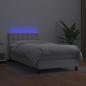 Preview: Boxspringbett mit Matratze & LED Weiß 100x200 cm Kunstleder