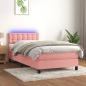 Preview: ARDEBO.de - Boxspringbett mit Matratze & LED Rosa 100x200 cm Samt