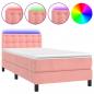 Preview: Boxspringbett mit Matratze & LED Rosa 100x200 cm Samt