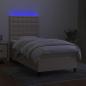 Preview: Boxspringbett mit Matratze & LED Creme 100x200 cm Stoff