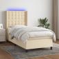 Preview: ARDEBO.de - Boxspringbett mit Matratze & LED Creme 100x200 cm Stoff