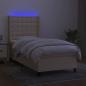 Preview: Boxspringbett mit Matratze & LED Creme 100x200 cm Stoff