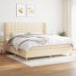 Preview: ARDEBO.de - Boxspringbett mit Matratze Creme 200x200 cm Stoff