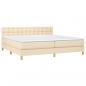 Preview: Boxspringbett mit Matratze & LED Creme 200x200 cm Stoff