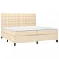 Preview: Boxspringbett mit Matratze & LED Creme 200x200 cm Stoff