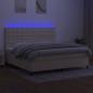 Preview: Boxspringbett mit Matratze & LED Creme 200x200 cm Stoff