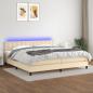 Preview: ARDEBO.de - Boxspringbett mit Matratze & LED Creme 200x200 cm Stoff