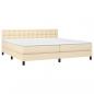 Preview: Boxspringbett mit Matratze & LED Creme 200x200 cm Stoff